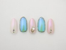 アムルーズ(Amoureuse)/夏のミラーネイル♪