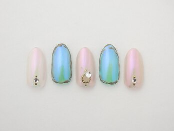 アムルーズ(Amoureuse)/夏のミラーネイル♪