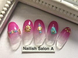 2017/ターコイズ天然石ネイル