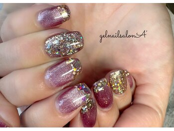 キラキラフレンチ/ラメネイル