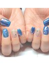 青と白 ミラーネイル