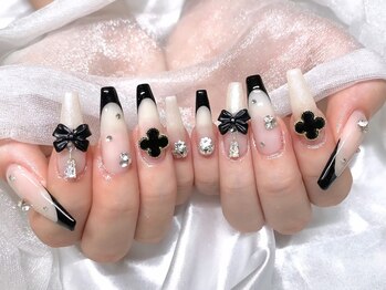 リボンネイル　ワンホンネイル