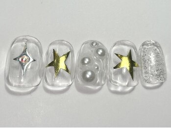 ネイルメゾン 渋谷店(NAIL MAISON)/クリア星パール￥4500