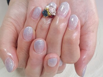 ケーズネイル製作所/ブルーグレービジューネイル