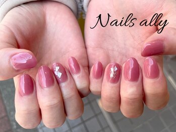 ネイルズアリー 立川店(Nails ally)/春色×シェル×ピンク×ラメ