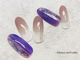 水彩ニュアンス花柄ネイル
