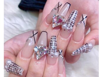 ネイルサロン ネイルズゴーゴー 渋谷店(NAILSGOGO)/ツィードネイル 黒 ブラック