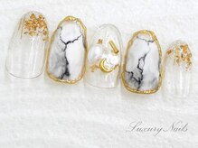 ラグジュアリーネイルズ オオミヤ(Luxury Nails Omiya)/ホワイト*大理石風ネイル