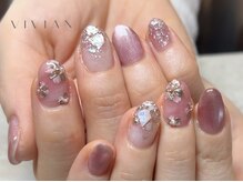 ヴィヴィアン ネイル(Vivian nail)/マグネット　ミラー　桜ネイル