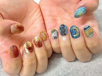 ティーエス ネイル ガーデン(T.S Nail Garden)/絵画ネイルとカフェラテ