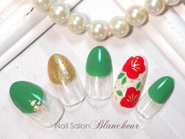 《新春ネイル》紅梅・金箔ネイル