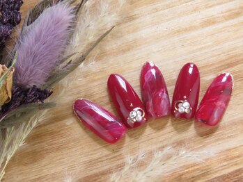 イーストネイル(East nail)/きれいめ赤タイダイ♪