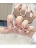 【HAND】チーク×マグネットフレンチ×Vカット｜ちゅるん上品ネイル￥9980