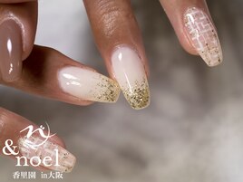 ブラウンベージュツイードネイル