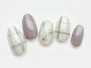 チェックネイル　らくがき　花　