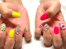 ネイルサロンブリス(nail salon Bliss)/☆ネオンのレオパード柄ネイル☆