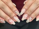 ドット×ぷっくり3Dお花ネイル