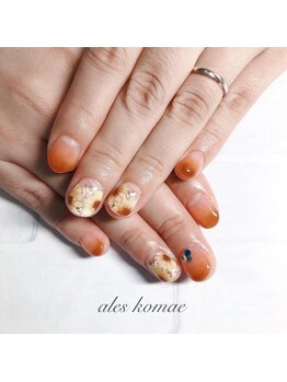 アレス 狛江店(ales)/秋もOK!!向日葵ネイル6600yen