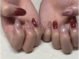 ボルドーニュアンスネイル