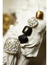 チヒロネイル/ミラーネイル入りフットネイル