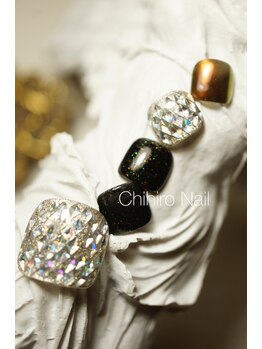 チヒロネイル/ミラーネイル入りフットネイル