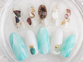 夏　シェルネイル　クリアネイル