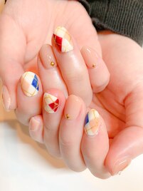 アーガイル柄ネイル