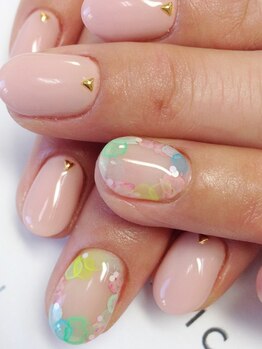 ハプティック/水彩画風ジェルネイル