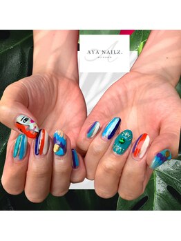 アヤネイルズ アンド アイラッシュ(AYA NAILZ.＆Eyelash)/夏のアジアン風カラフルアート