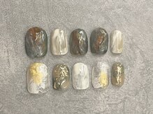 カラネイル 南森町店(calla nail)/インク×ミラー奥行きニュアンス