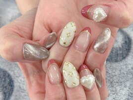 【森】ハート×フレンチネイル