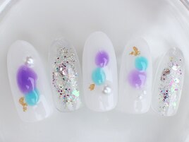 紫陽花　夏　ニュアンスネイル