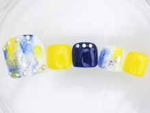 ネイルサロン あかねいろ/春夏　手描き　フットネイル