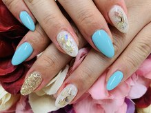 ダブルネイル(Double Nail)/【ほり】シェル×夏カラー