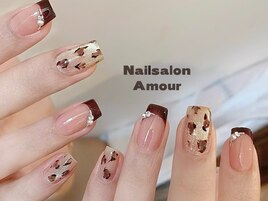 ヒョウ柄、秋ネイル
