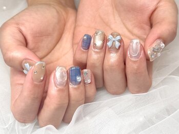 ハズグラスネイル(Haze Grass nail)/リボンネイル
