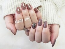ネイルズアリー 立川店(Nails ally)/ブラウンラメ×ニュアンス