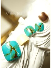 チヒロネイル/ターコイズ柄フットネイル