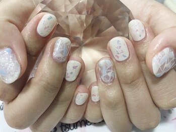 ネイルサロン 爪吉/ふんわりステンドグラス☆