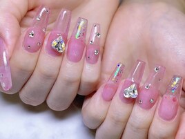 -クリアピンク×ドット-