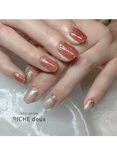 リッシュ ドゥ(RICHE deux)/秋色アシンメトリーネイル