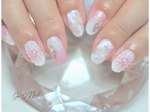 キュアネイル(Qa Nail)/ぷっくりフラワー春ネイル