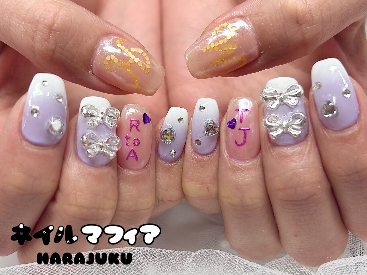 ネイルチップ‪‪❤︎‬パープル 量産型地雷韓国ワンホンイニシャル‬