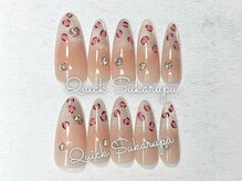 クイックスカルプ 新宿店(Quick Sukarupu)/ピンクヒョウ柄ラメグラ3980円