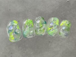 蛍光グリーンポコポコニュアンス