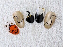 【定額】ハロウィンネイル 黒猫