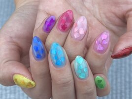 カラフルバレンタインネイル