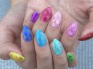 カラフルバレンタインネイル
