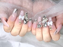 ガラスフレンチ　ワンホンネイル