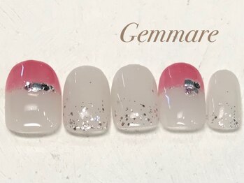 秋のクリアバイカラーネイル